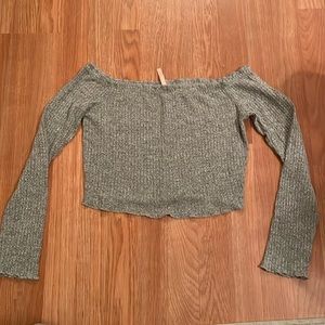 Gray sweater crop top